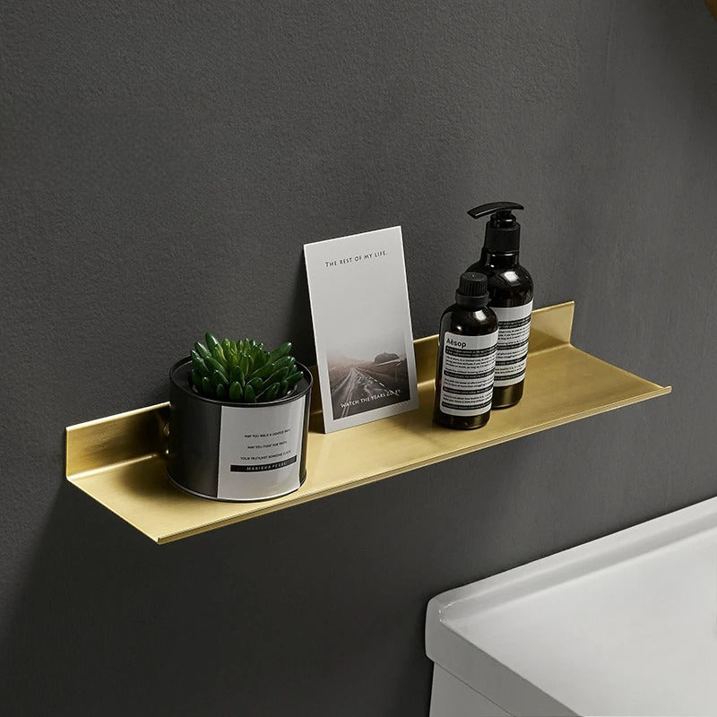 Étagère Murale De Salle De Bain Moderne Métallique Dorée