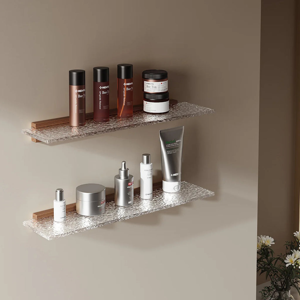 Étagère Murale De Salle De Bain À Fixations Invisibles En Bois Et Acrylique
