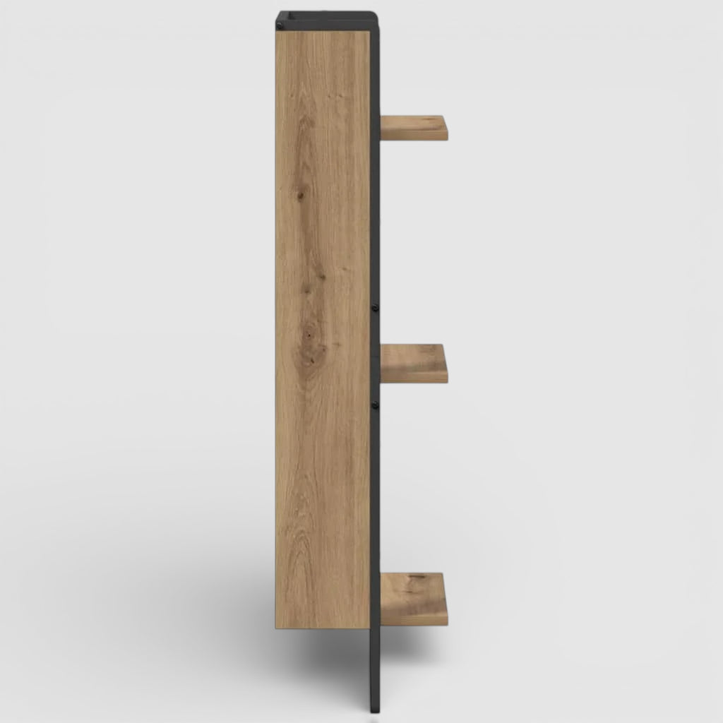 Étagère Murale En Bois Naturel Et Métallique À 3 Étages À Fixations Invisibles