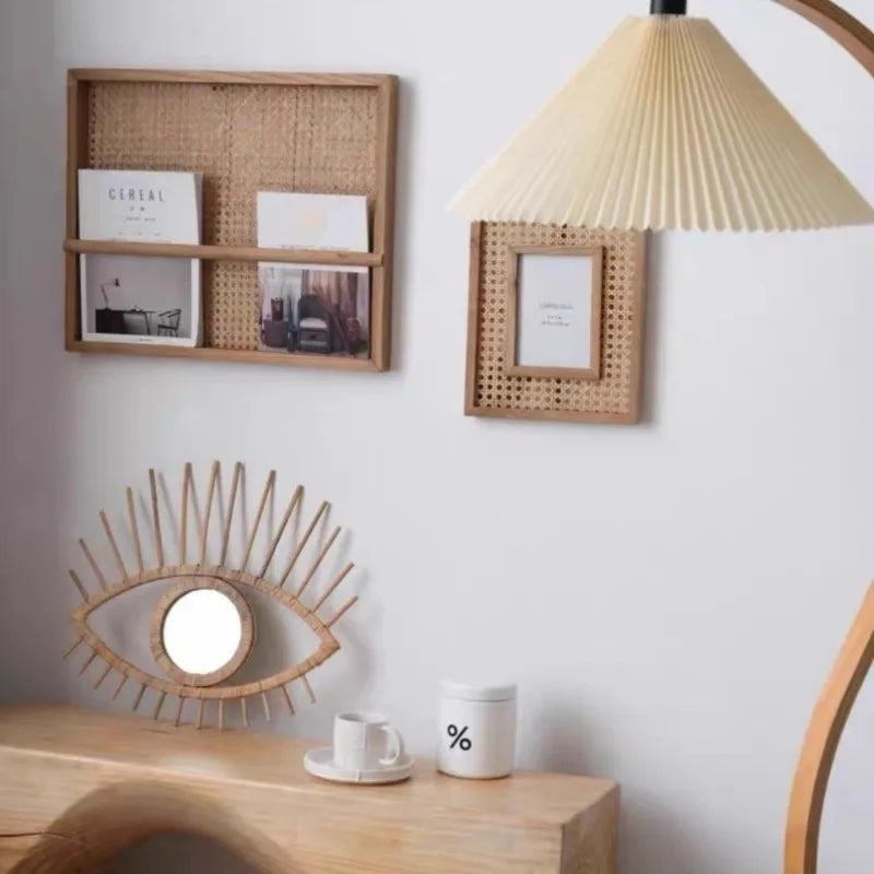 Étagère Murale En bois Naturel À Rebords En Rotin