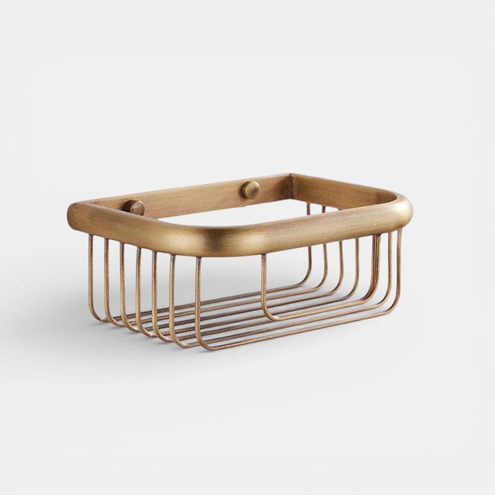 Étagère Murale Dorée De Salle De Bain Vintage En Laiton À Rebords Style Panier