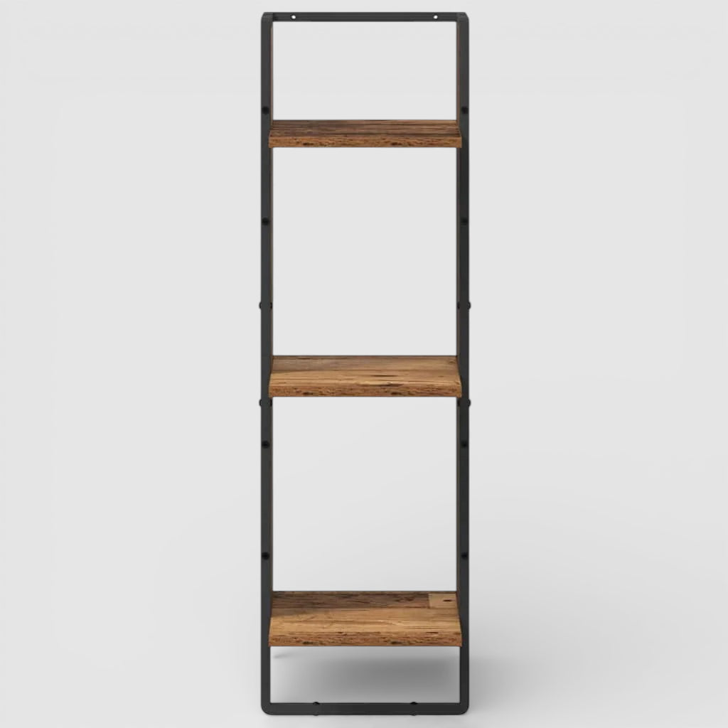 Étagère Murale En Bois Naturel Et Métallique À 3 Étages À Fixations Invisibles