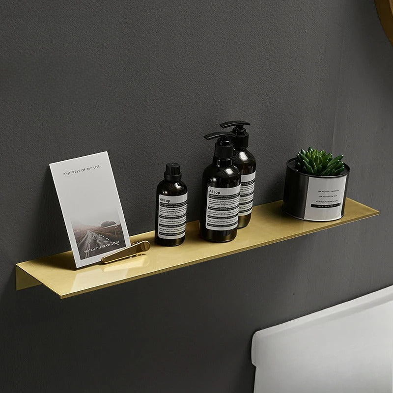 Étagère Murale De Salle De Bain Moderne Métallique Dorée