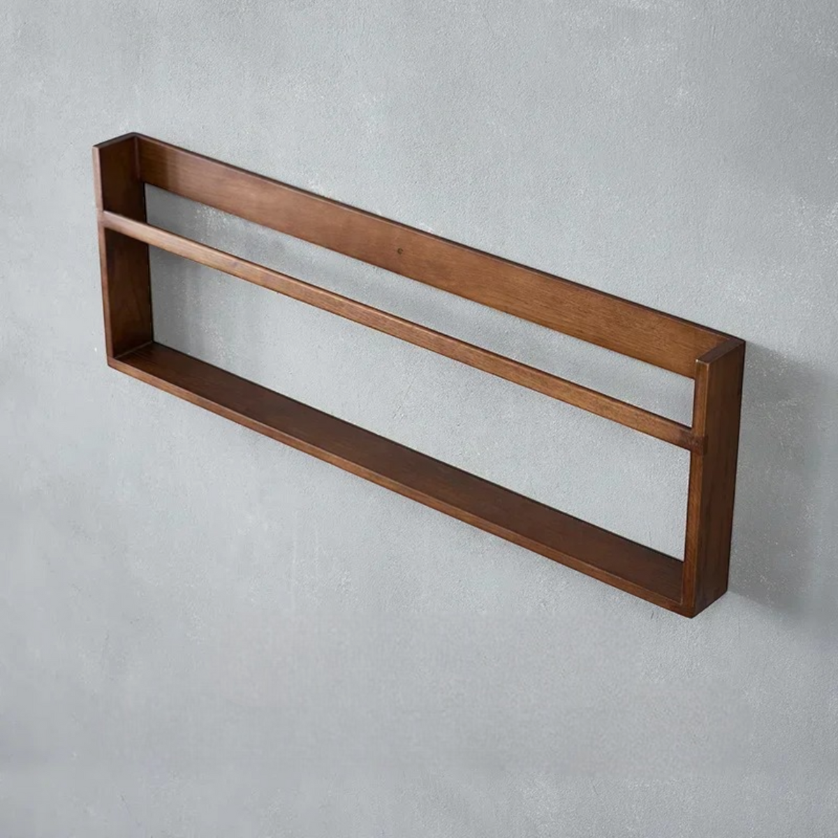 Étagère Murale Pour Livres En Bois Naturel Foncé À Rebords À Fixations Invisibles