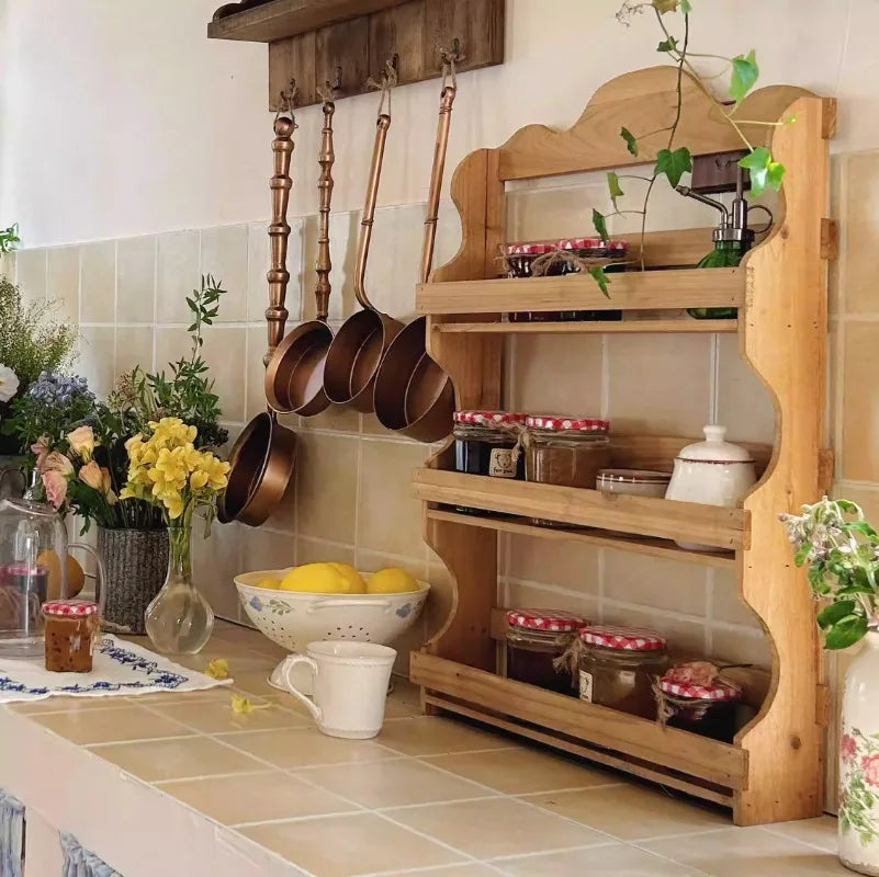 Étagère Murale Vintage En Bois Naturel Foncé À Rebords À Fixations Invisibles