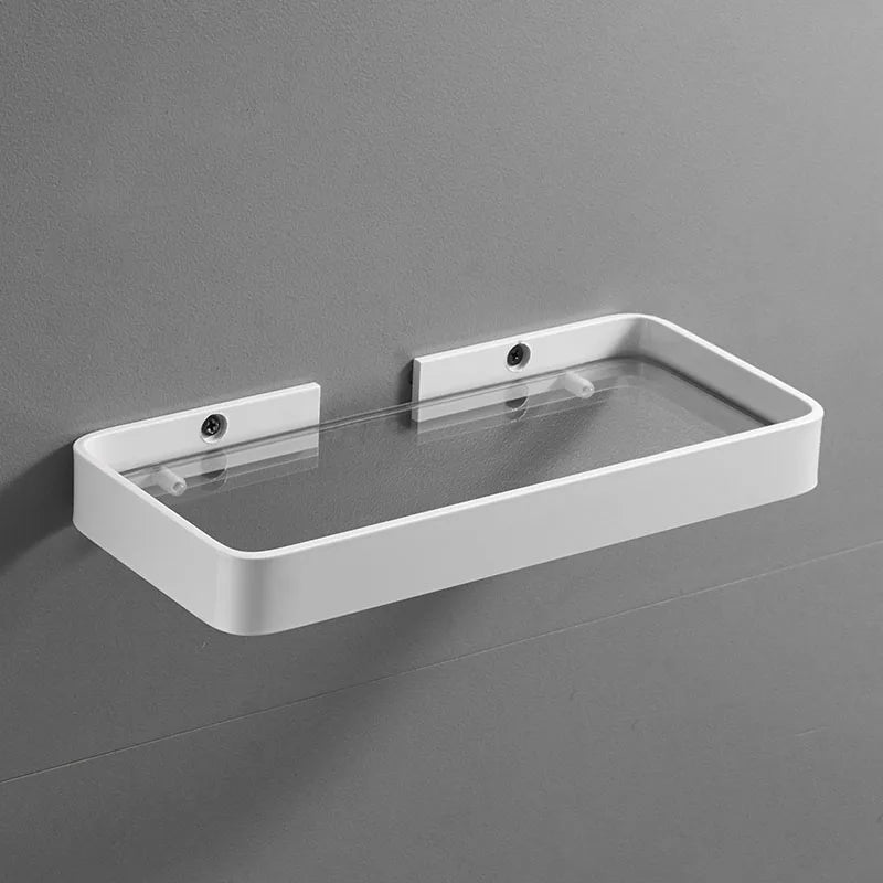 Étagère Murale De Salle De Bain En Verre À Rebords Métalliques Épais À Fixations Invisibles